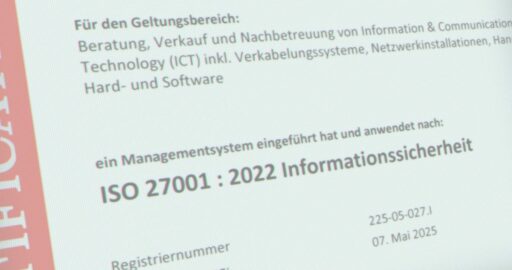 Screenshot des ISO-27001-Zertifikats